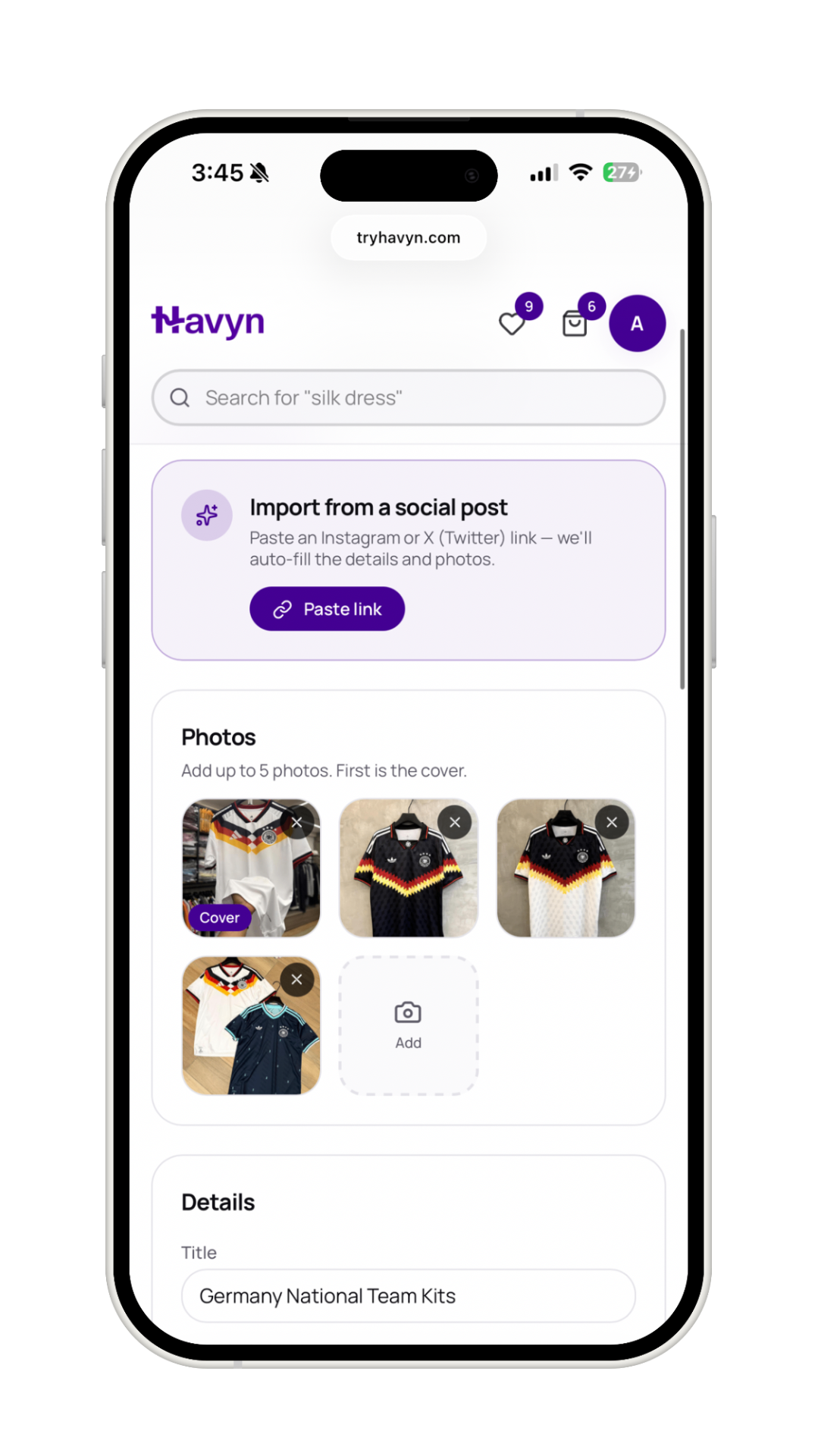 Auto-import listing from a social post